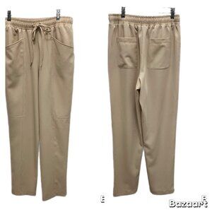 7 For All Mankind Women's Beige Drawstring Pants with Pockets - Size Small